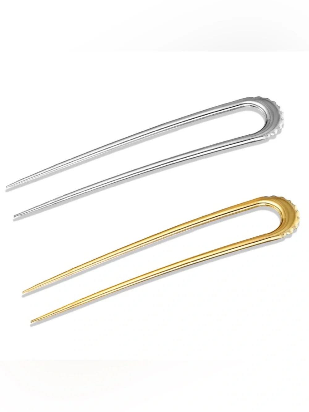 Gold & Silver Metal Hair Fork Set - Classic U-Shaped Hair Pins